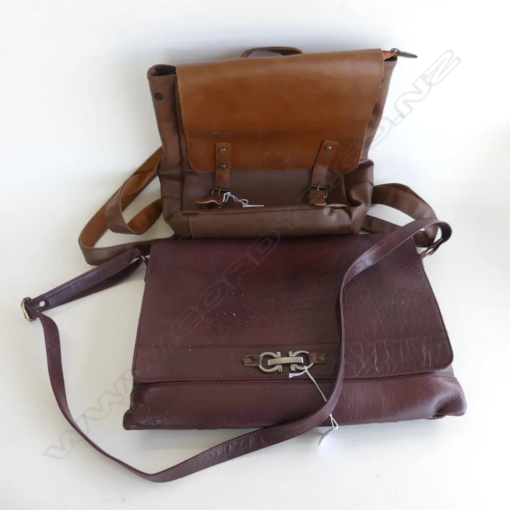 2 BROWN FAUX LEATHER SATCHELS  Image 1++