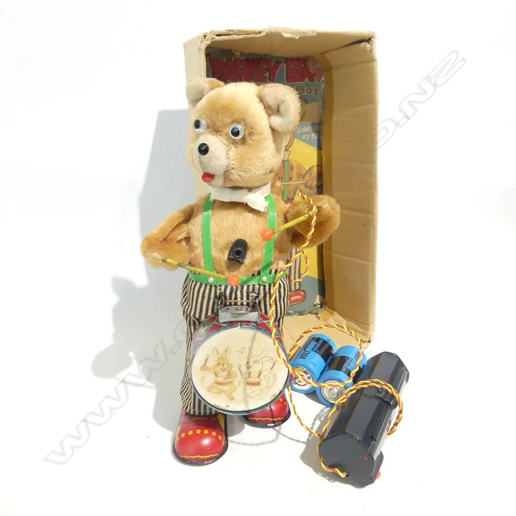 VINTAGE 'BARNEY BEAR' DRUMMER TOY H.260mm Image 1++