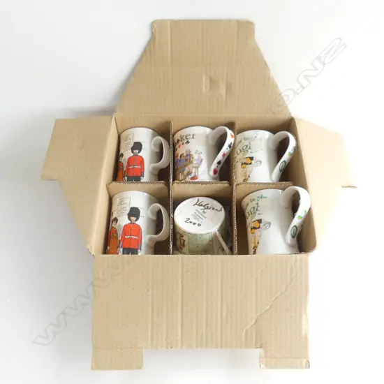 5 DUNOON MUGS +W/WOOD MILLENNIUM COFFEE CAN