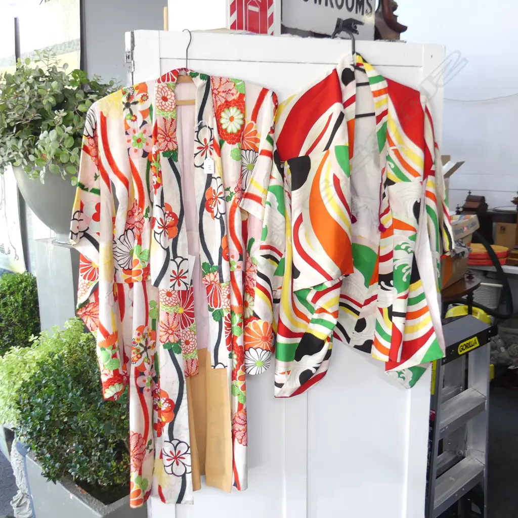 2 SHORT KIMONO JACKETS, 1 BRIGHT FLORAL,1 SURF WAVES Image 1++