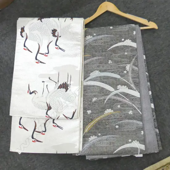 2 SILK OBI, 1 SILVER WITH CRANES, 1 SILVER RUSHES