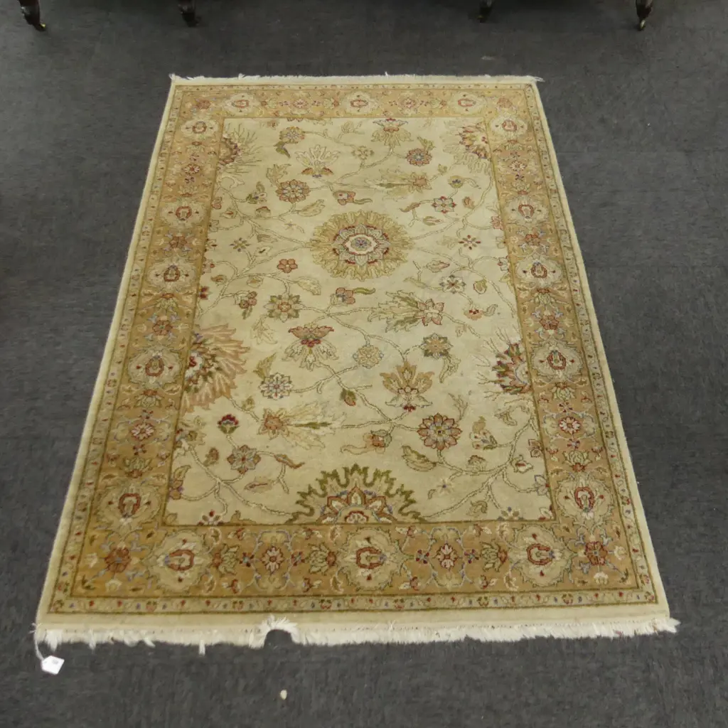 PERSIAN HAND KNOTTED BEIGE WOOL PILE RUG 1850x1240mm Image 1++