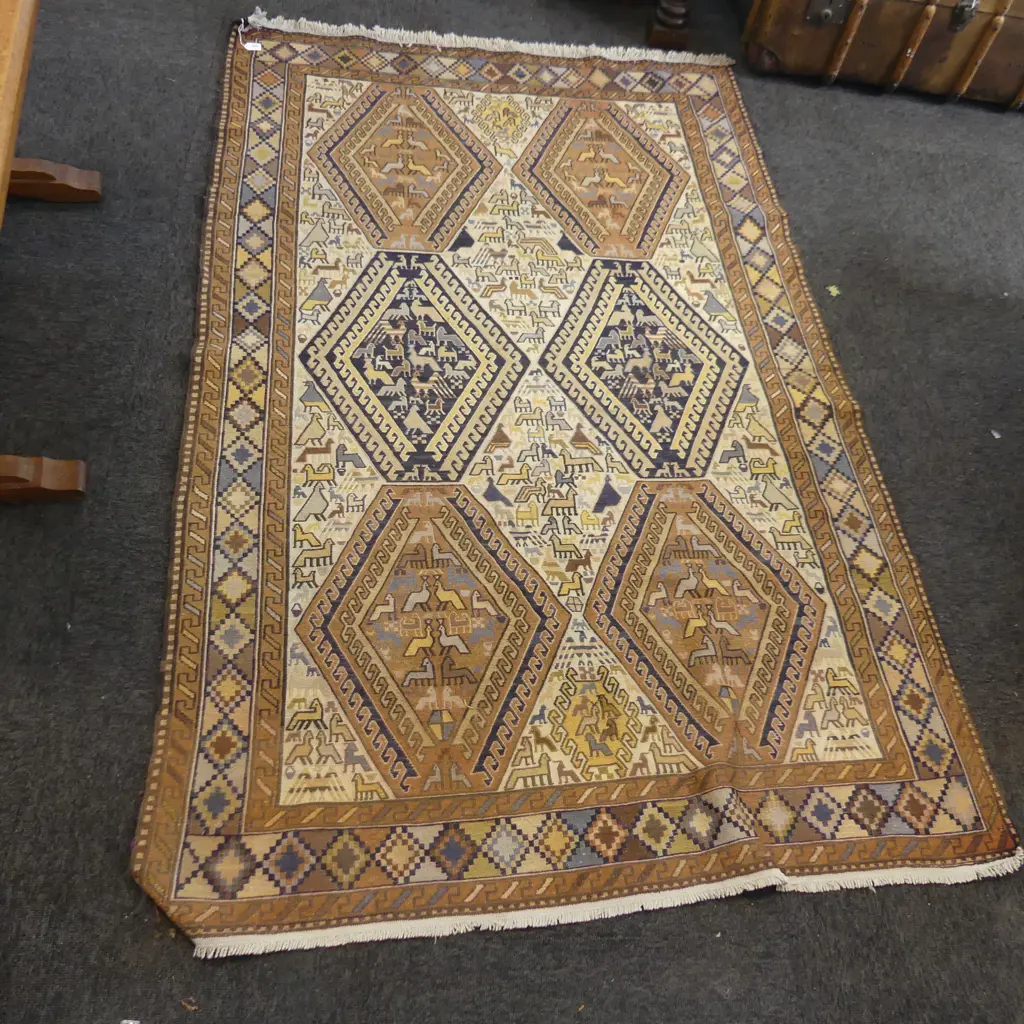 HAND KNOTTED FLAT WEAVE RUG 1950x1220mm Image 1++