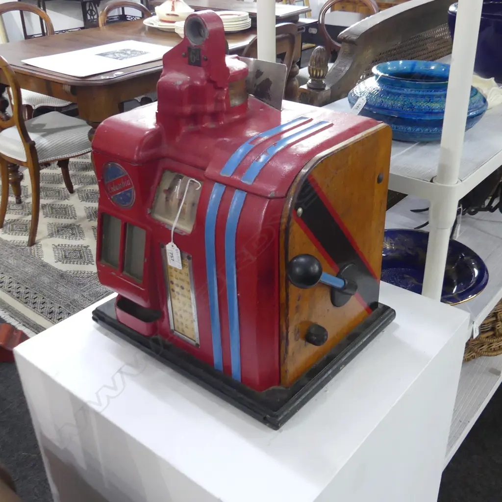 VINTAGE 1 ARM BANDIT 'COLUMBIA' GAMBLING MACHINE W.380mm Image 1++
