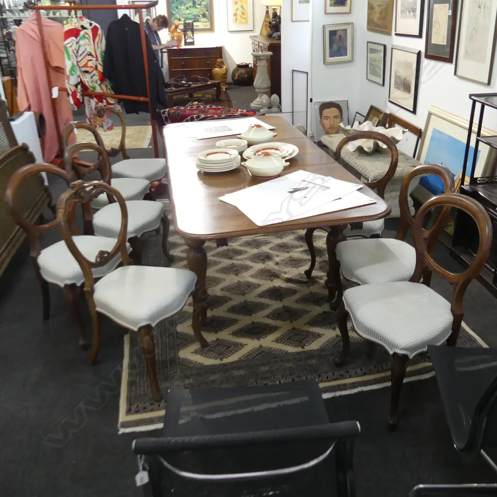 8 VICTORIAN BALLOON BACK CHAIRS - HARLEQUIN SET 2 WITH REPAIRS Image 1++