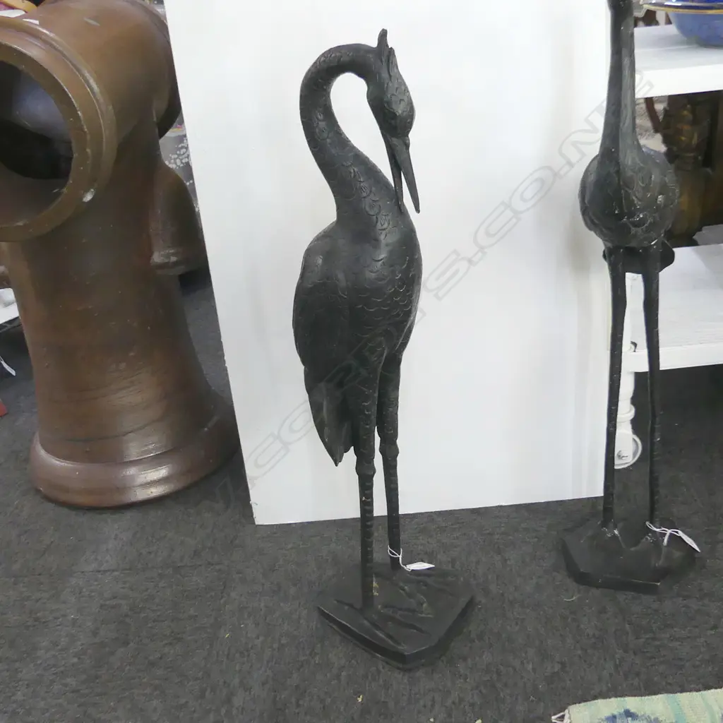 LARGE BRONZE STORK, HEAD DOWN, H. 690MM Image 1++
