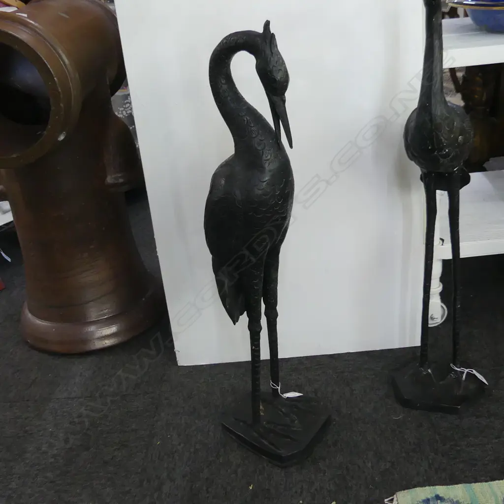 LARGE BRONZE STORK, HEAD UP, H. 740MM Image 1++