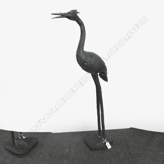 LARGE BRONZE STORK, HEAD UP, H. 740MM