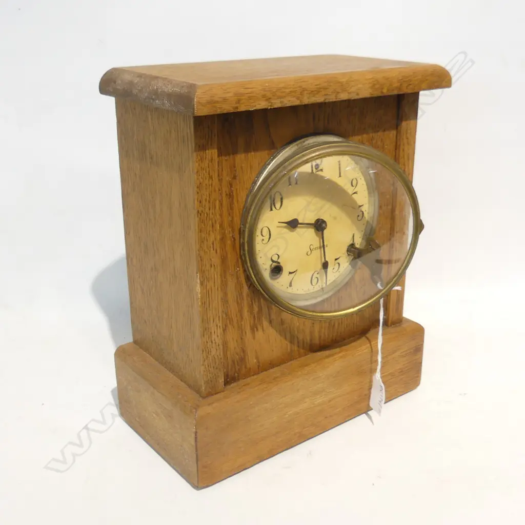 OAK MANTLE CLOCK 'SESSIONS USA' w. KEY H.305mm  Image 1++