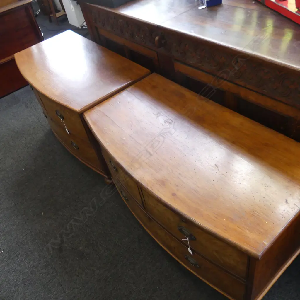 PR VICTORIAN BOW FRONT CUT DOWN CHESTS - 2 DRAWERS ABOVE 1 Image 1++