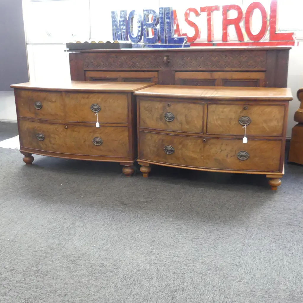 PR VICTORIAN BOW FRONT CUT DOWN CHESTS - 2 DRAWERS ABOVE 1 Image 1++
