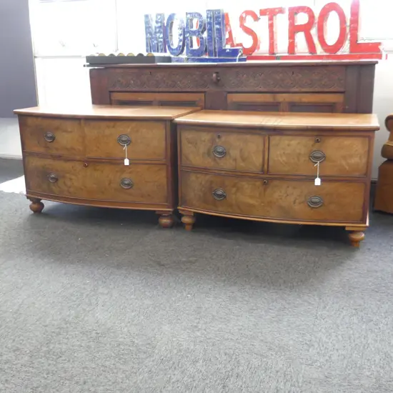 PR VICTORIAN BOW FRONT CUT DOWN CHESTS - 2 DRAWERS ABOVE 1