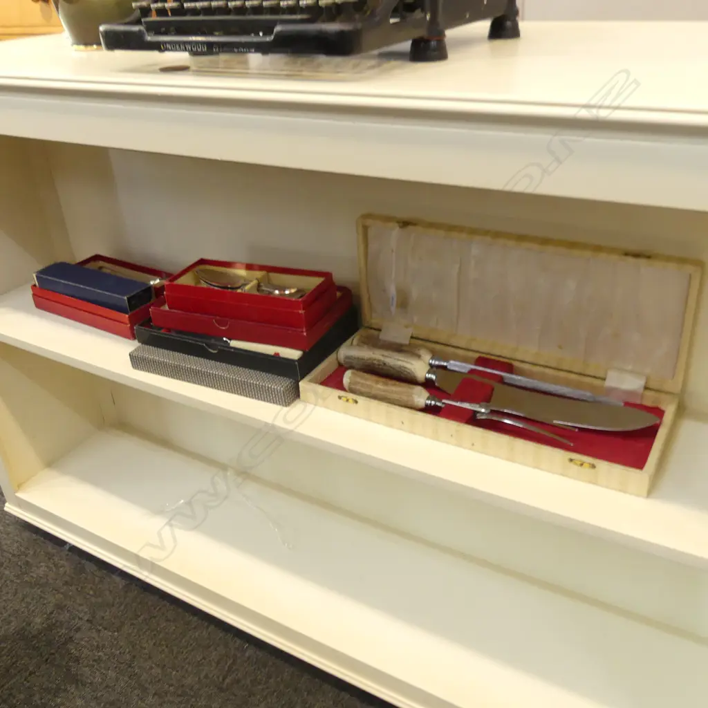 8 BOXES ASST. CUTLERY INCL. CARVING SET + 2 SETS 6 IVORINE 'BONE' HANDLED KNIVES Image 1++