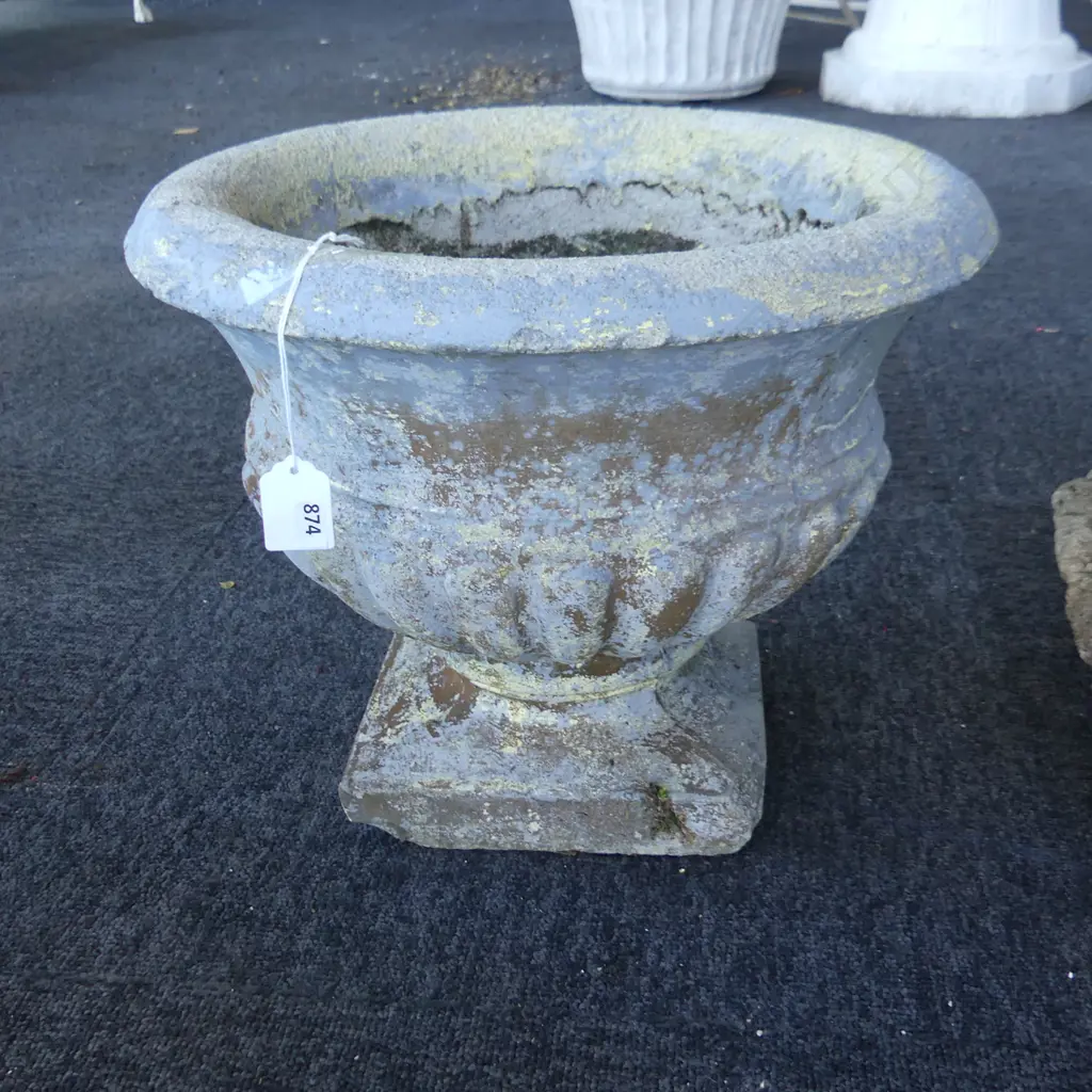 PR OF VINTAGE URN CONCRETE GARDEN PLANTERS H.300mm / 360mm dia Image 1++