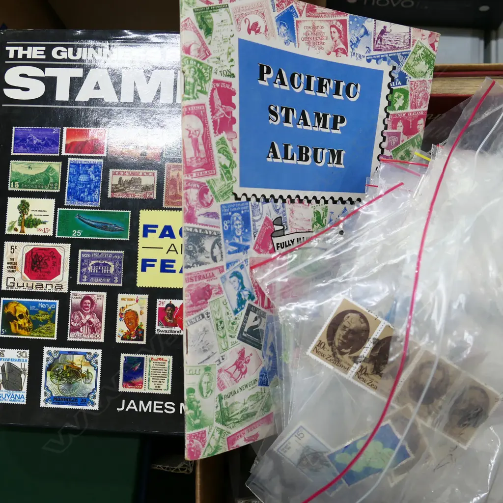 BOX LOT ASST. STAMPS; LOOSE, ALBUMS, BOOKS, 2x NZ COLLECTION; 1984 & 86 Image 1++