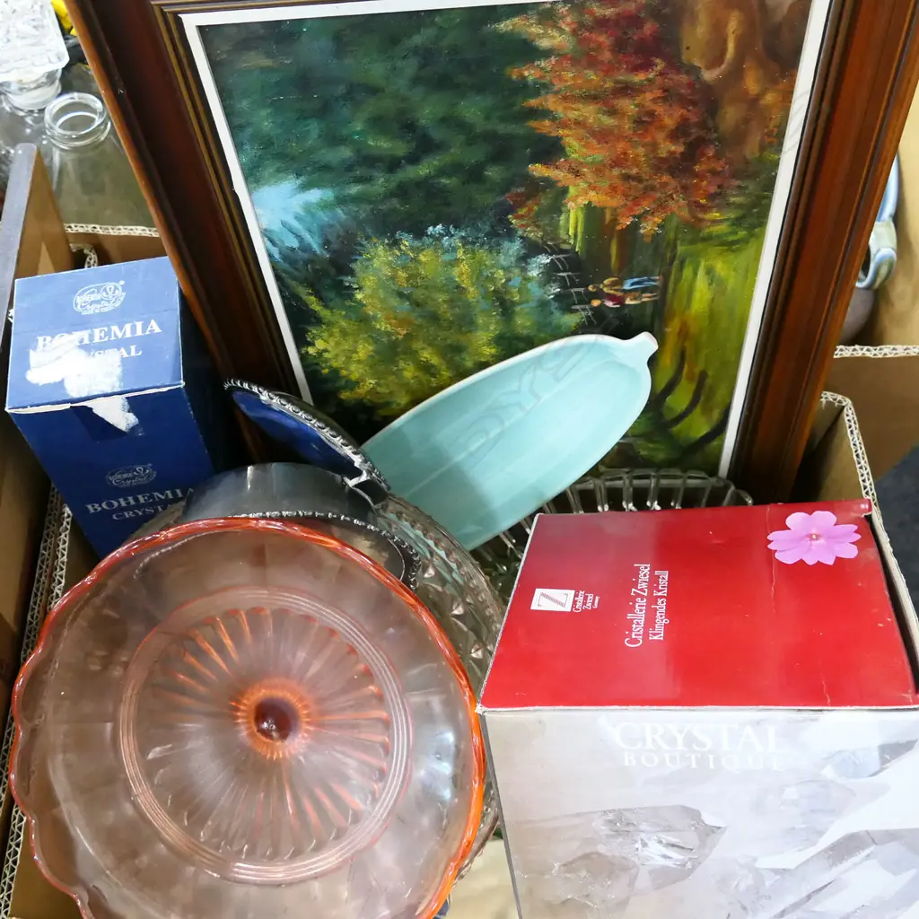 BOX LOT ASST. PRESSED GLASS, PLATES Image 1++