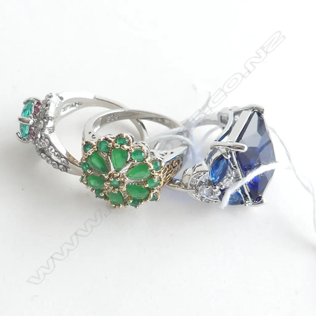 3 X 925 SILVER PLATE DRESS RINGS Image 1++