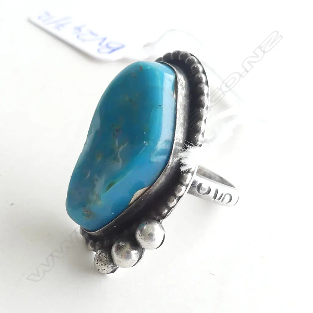 SILVER METAL & TURQUOISE RING Image 1++