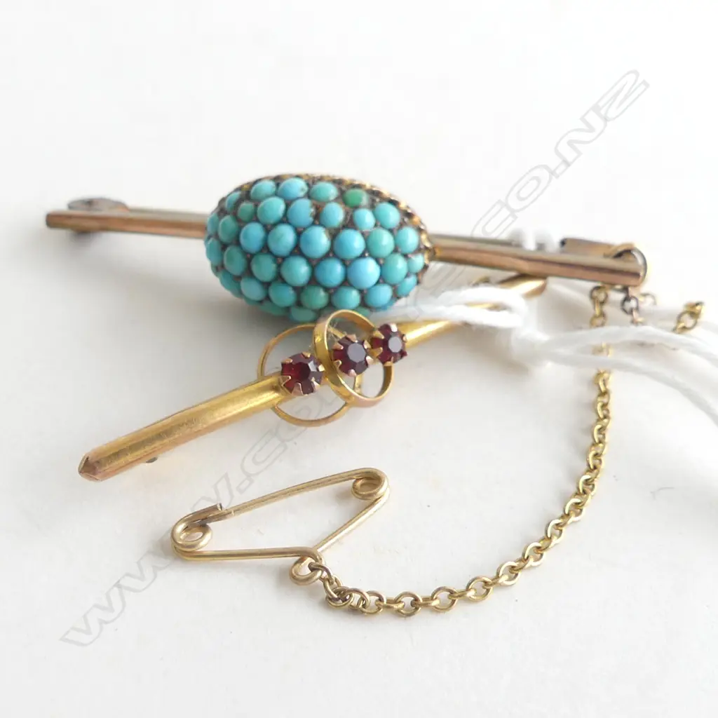 2 ANTIQUE BAR BROOCHES; 9CT & OTHER 4.6 GRAMS Image 1++
