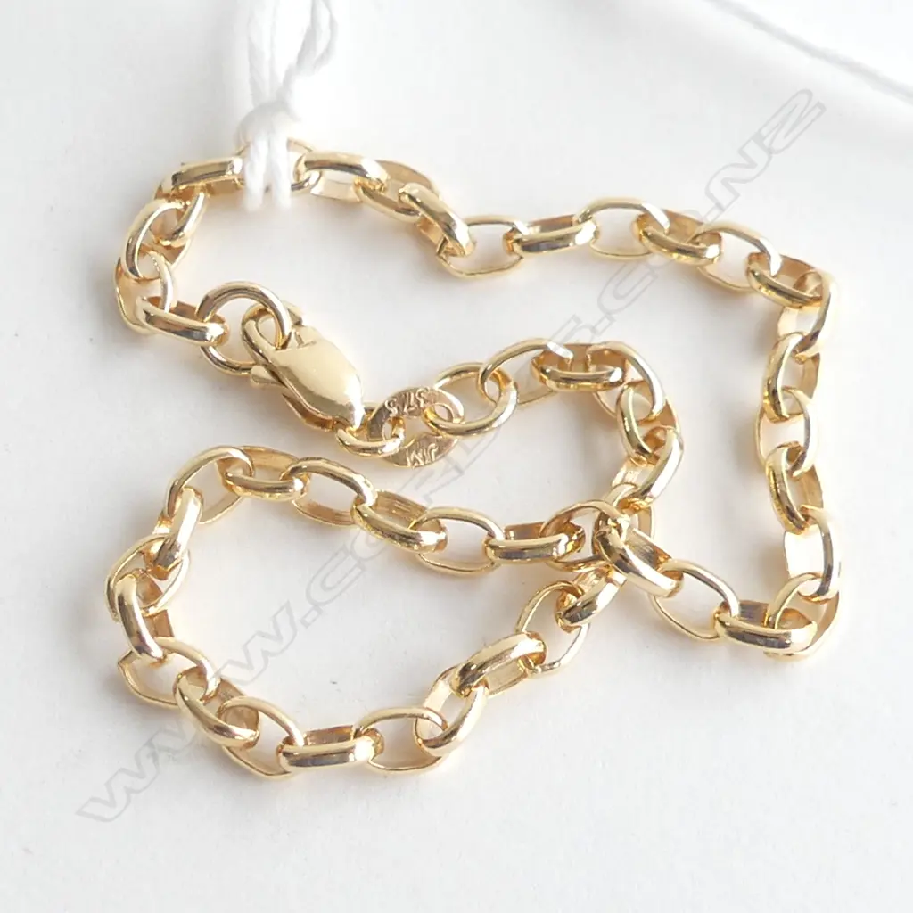 9CT YELLOW GOLD OVAL BELCHER LINK BRACELET 19.5CM LONG 3.2GMS Image 1++