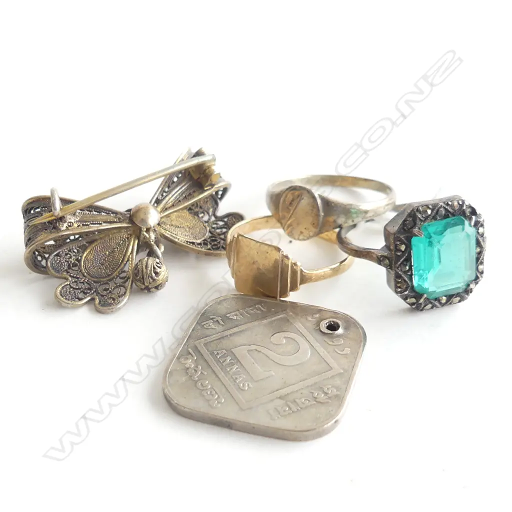 4 PCES COSTUME JEWELLERY + INDIAN COIN Image 1++