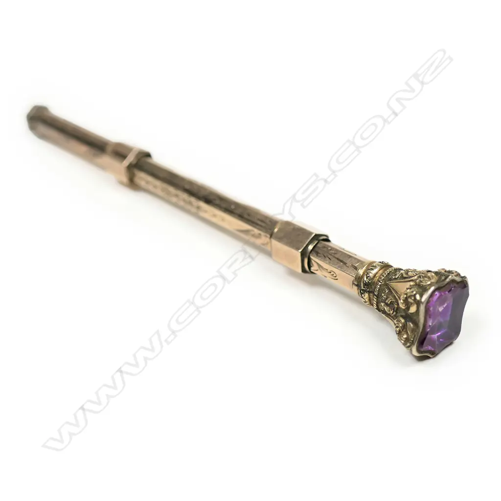 A late Victorian 9ct yellow gold propelling pencil pen Image 1++