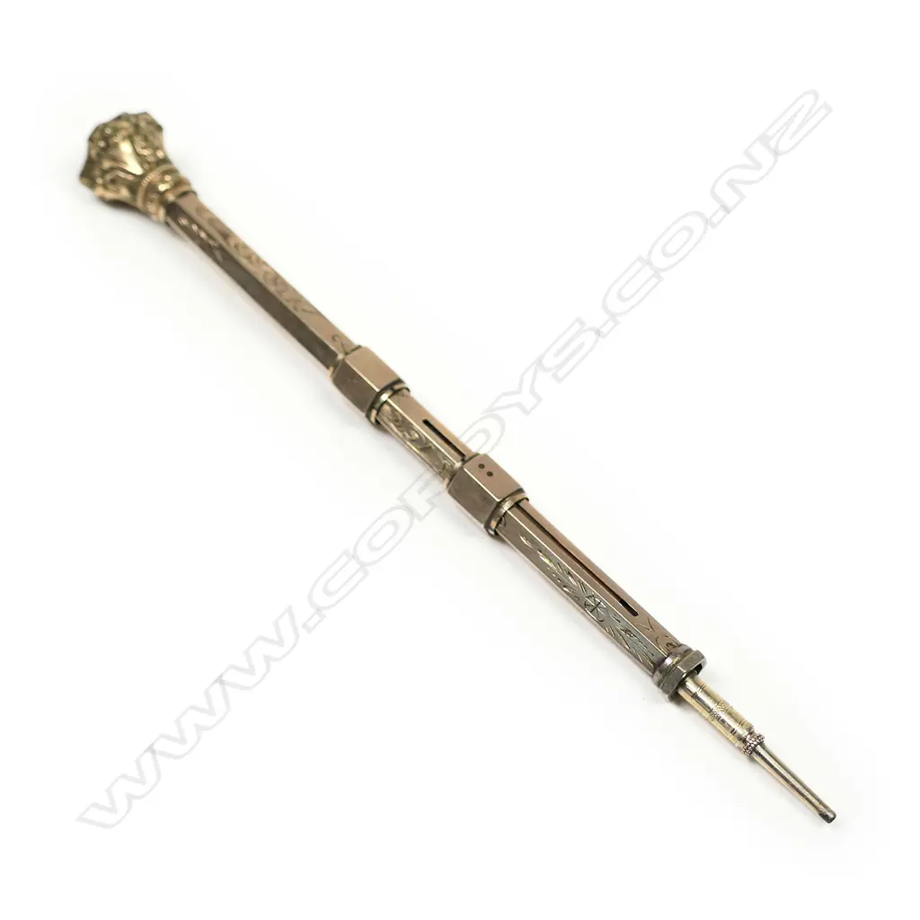 A late Victorian 9ct yellow gold propelling pencil pen Image 1++
