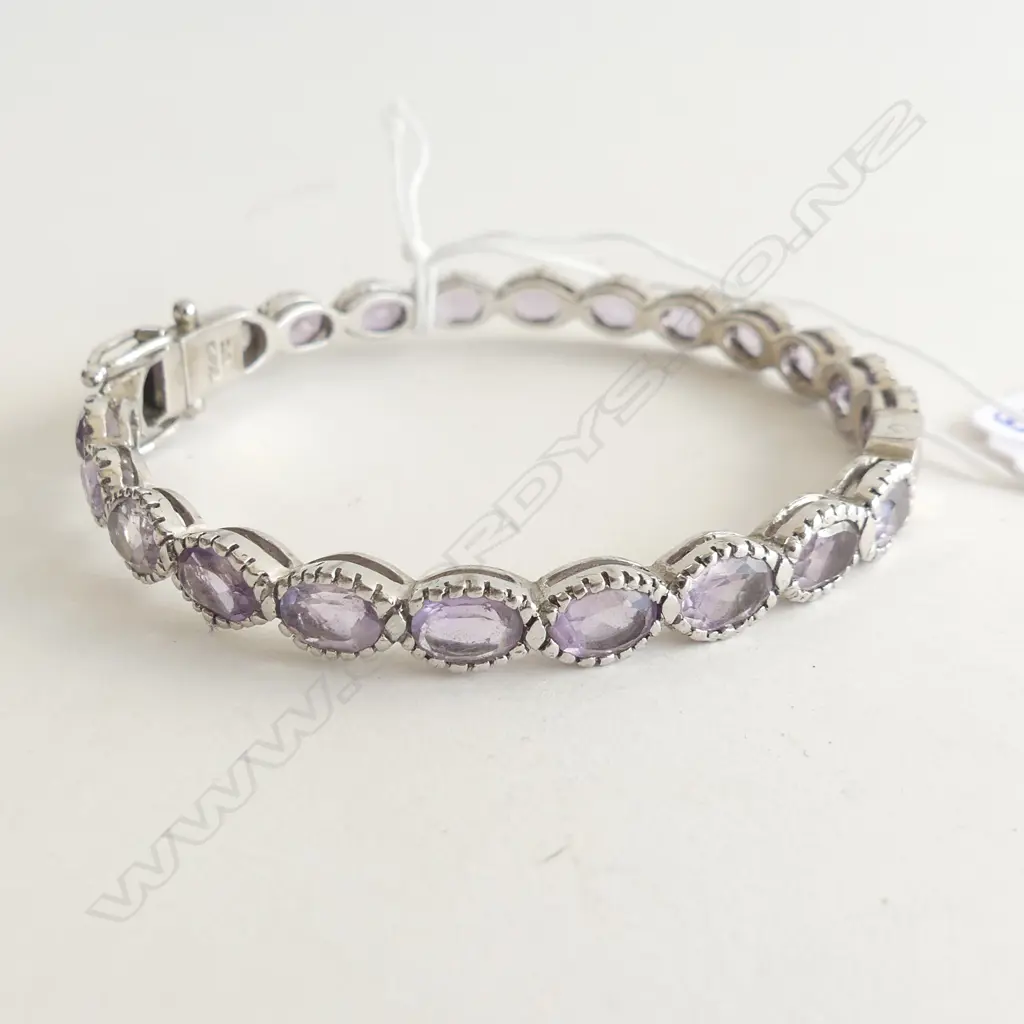 925 SILVER PLATED CLIP BRACELET WITH AMETHYSTS  Image 1++