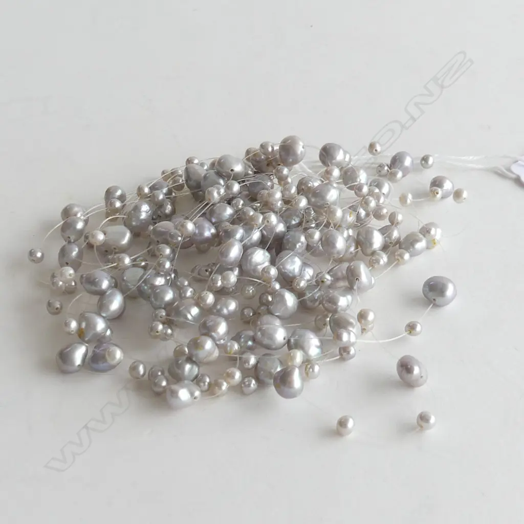 FRESHWATER PEARLGREY 9 STRAND WATERFALL NECKLACE, STG SILVER LOCK Image 1++