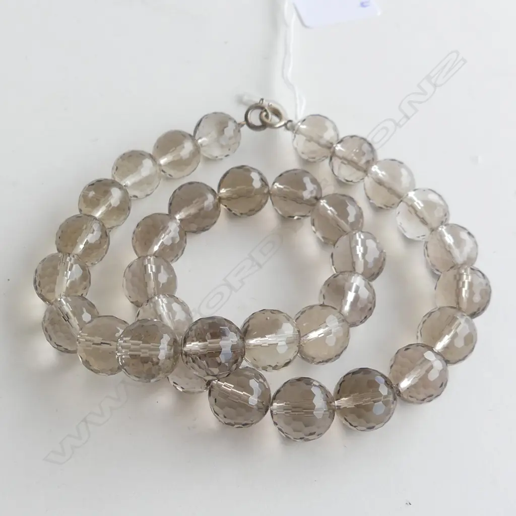 SMOKEY QUARTZ BEAD NECKLACE  Image 1++