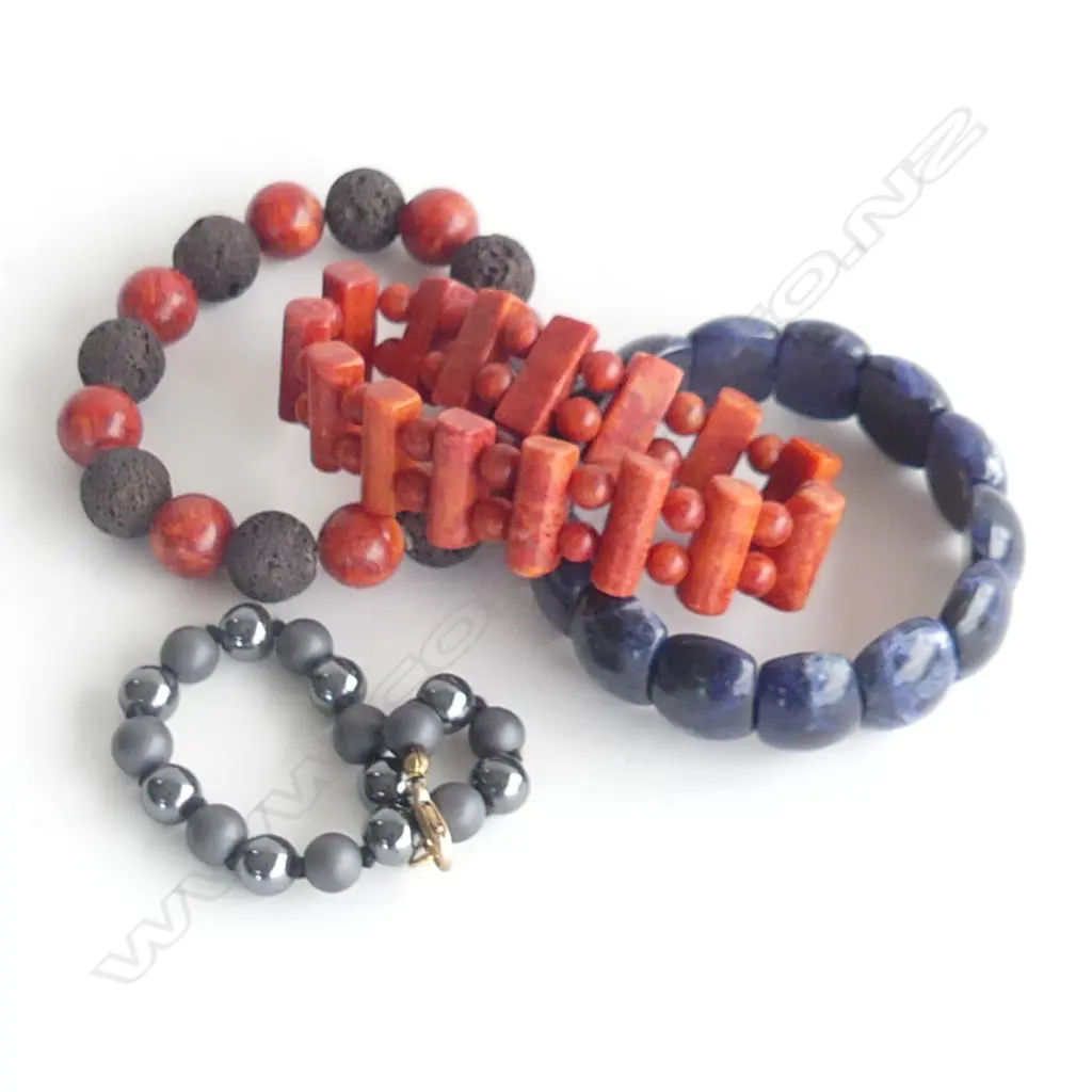 4 ASST GEM STONE BRACELETS  Image 1++