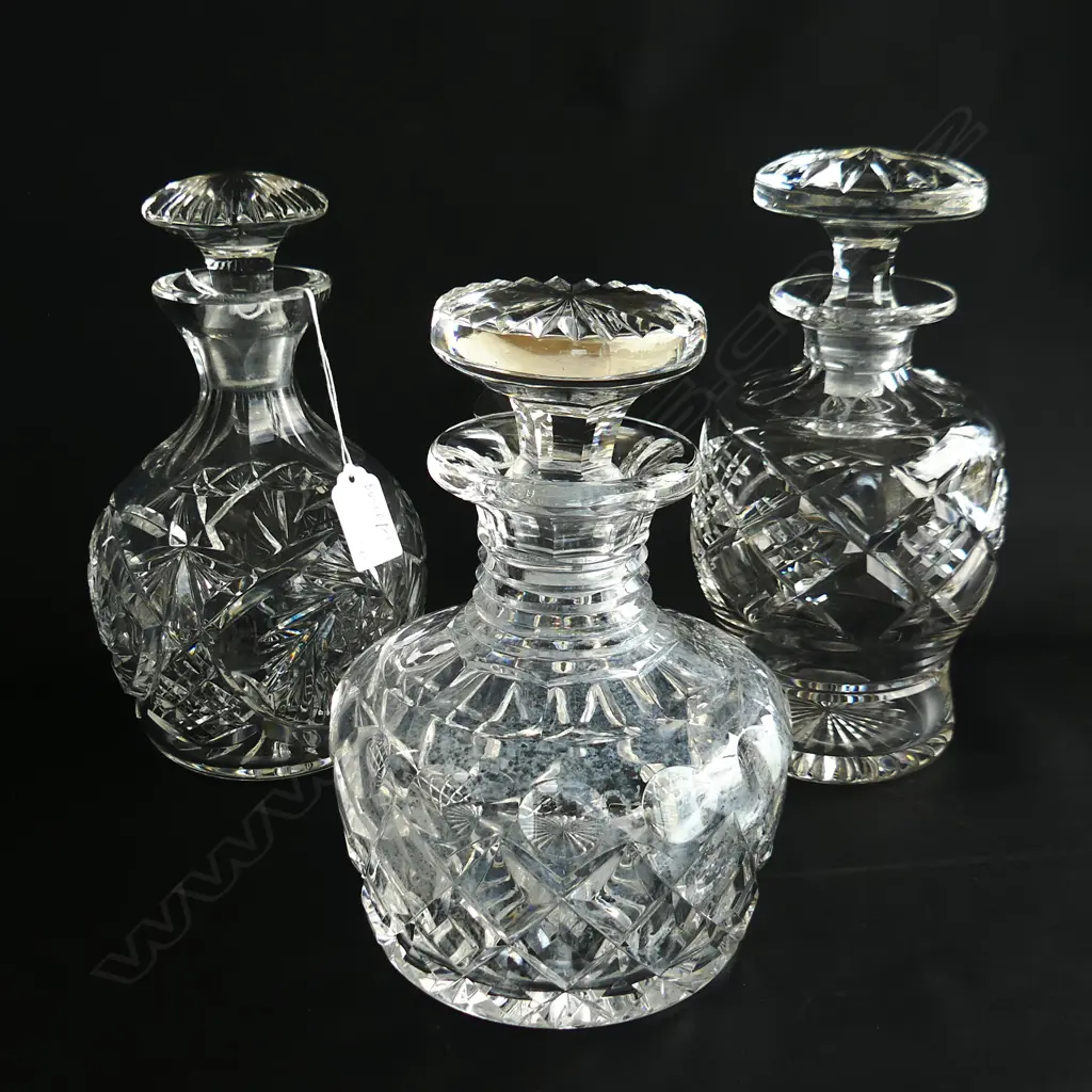 STUART CRYSTAL DECANTER + 2 OTHERS H 220 MM SOME CLOUDING Image 1++