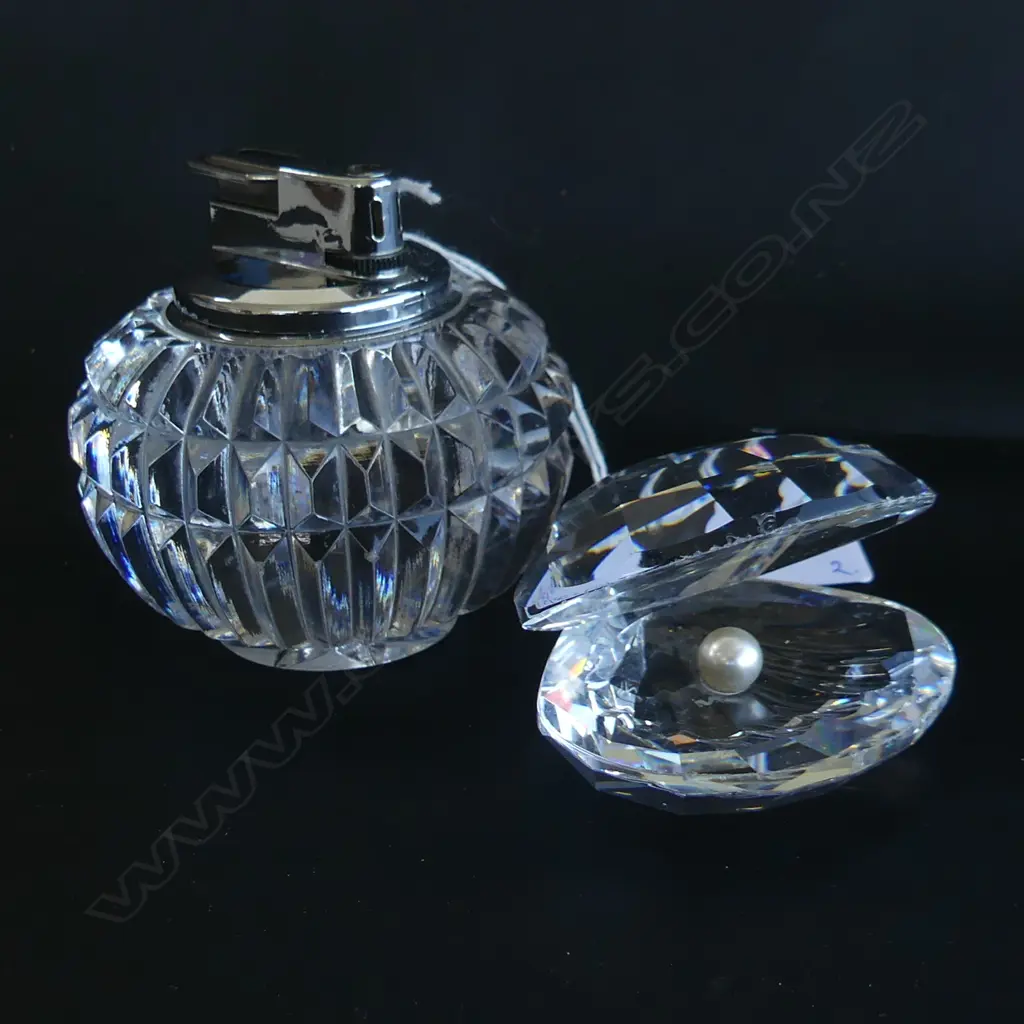 WATERFORD LIGHTER + SWAROVSKI OYSTER w. PEARL W.65mm Image 1++