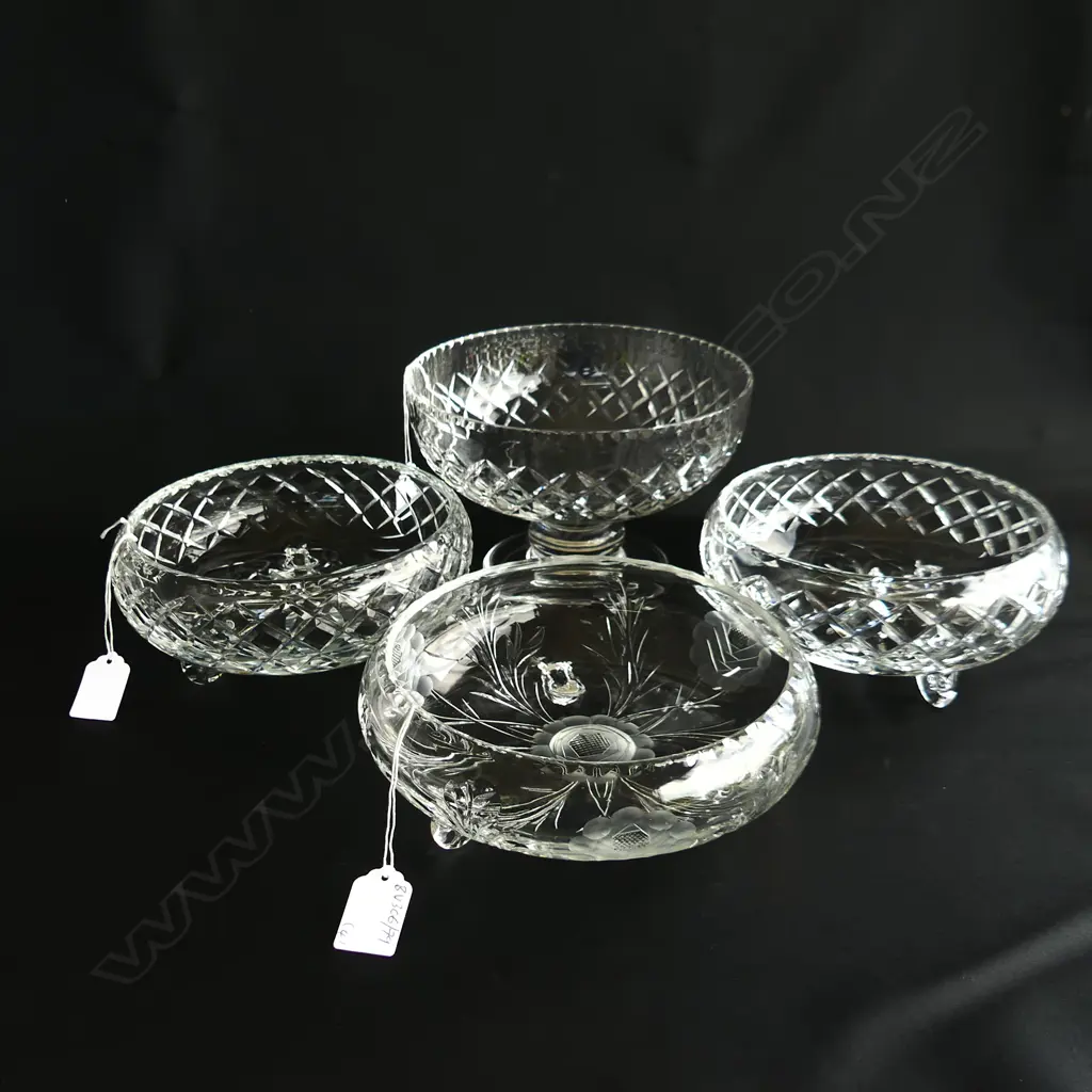 STUART CRYSTAL BOWL + 3 OTHERS D 200 MM  Image 1++