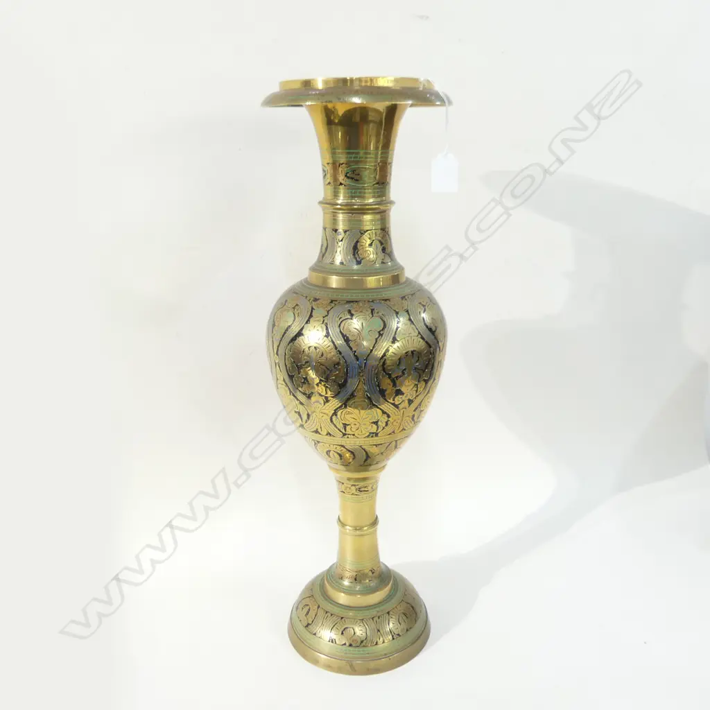 LG BRASS & ENAMEL VASE H. 610MM Image 1++