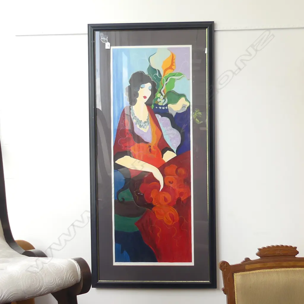 LARGE FRAMED TARKAY SERIGRAPH 'RED DRESS' 45/350 SIGNED IN PENCIL certificate on the back... 1190x430mm Image 1++