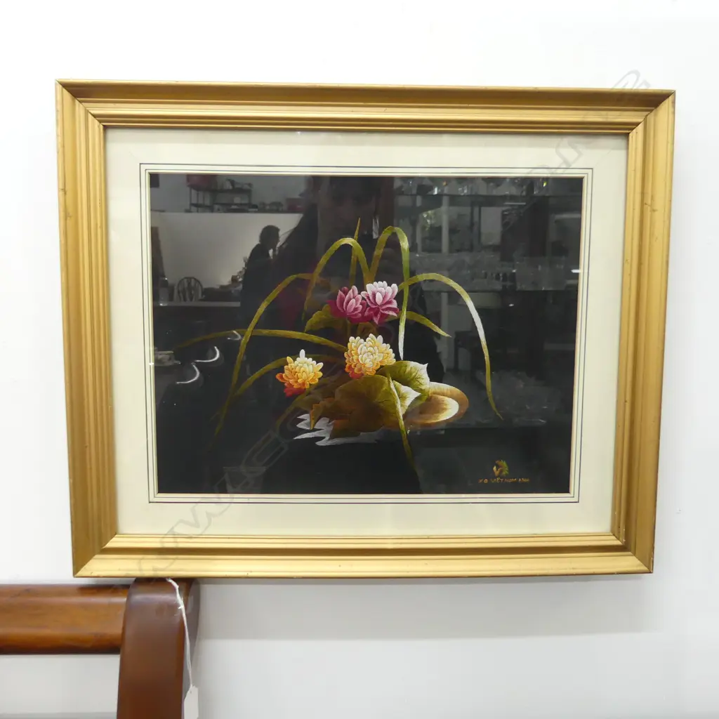 GILT FRAMED VIETNAMESE EMBROIDERY 420 X 320MM Image 1++