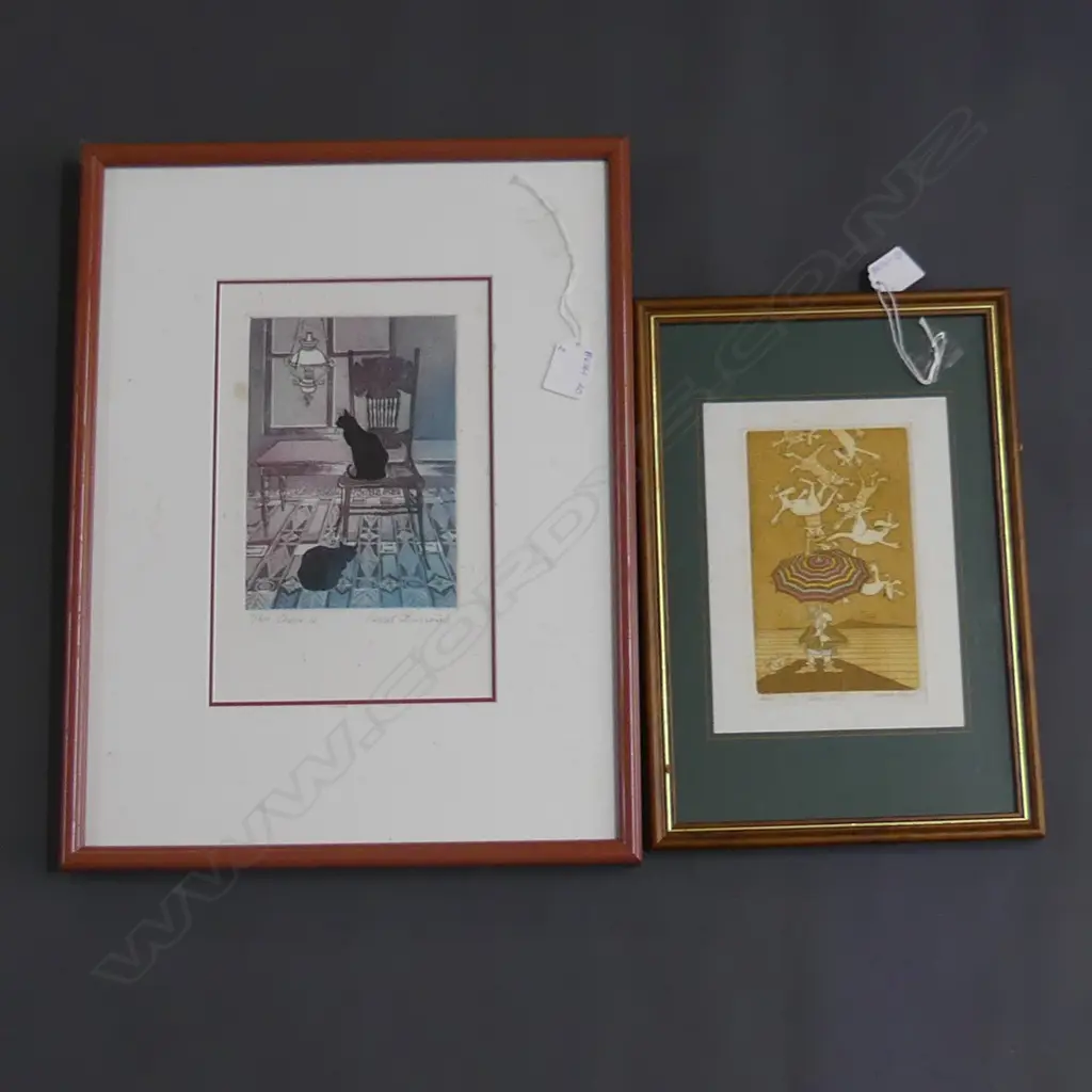2 LTD ED PRINTS; KAREL BURROWS 'CHAIR' (125 X 185MM) & MERLE BISHOP 'RAINING' (100 X 165MM) Image 1++