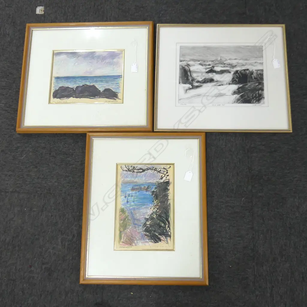 SUSAN WILSON 2 PASTELS 'THOMAS BEACH & NORTHCOTE POINT (SIGNED & DATED) + SIGNED ETCHED PRINT Image 1++