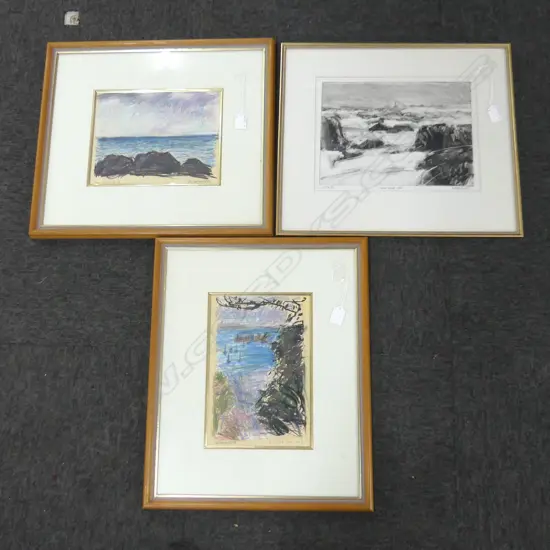 SUSAN WILSON 2 PASTELS 'THOMAS BEACH & NORTHCOTE POINT (SIGNED & DATED) + SIGNED ETCHED PRINT