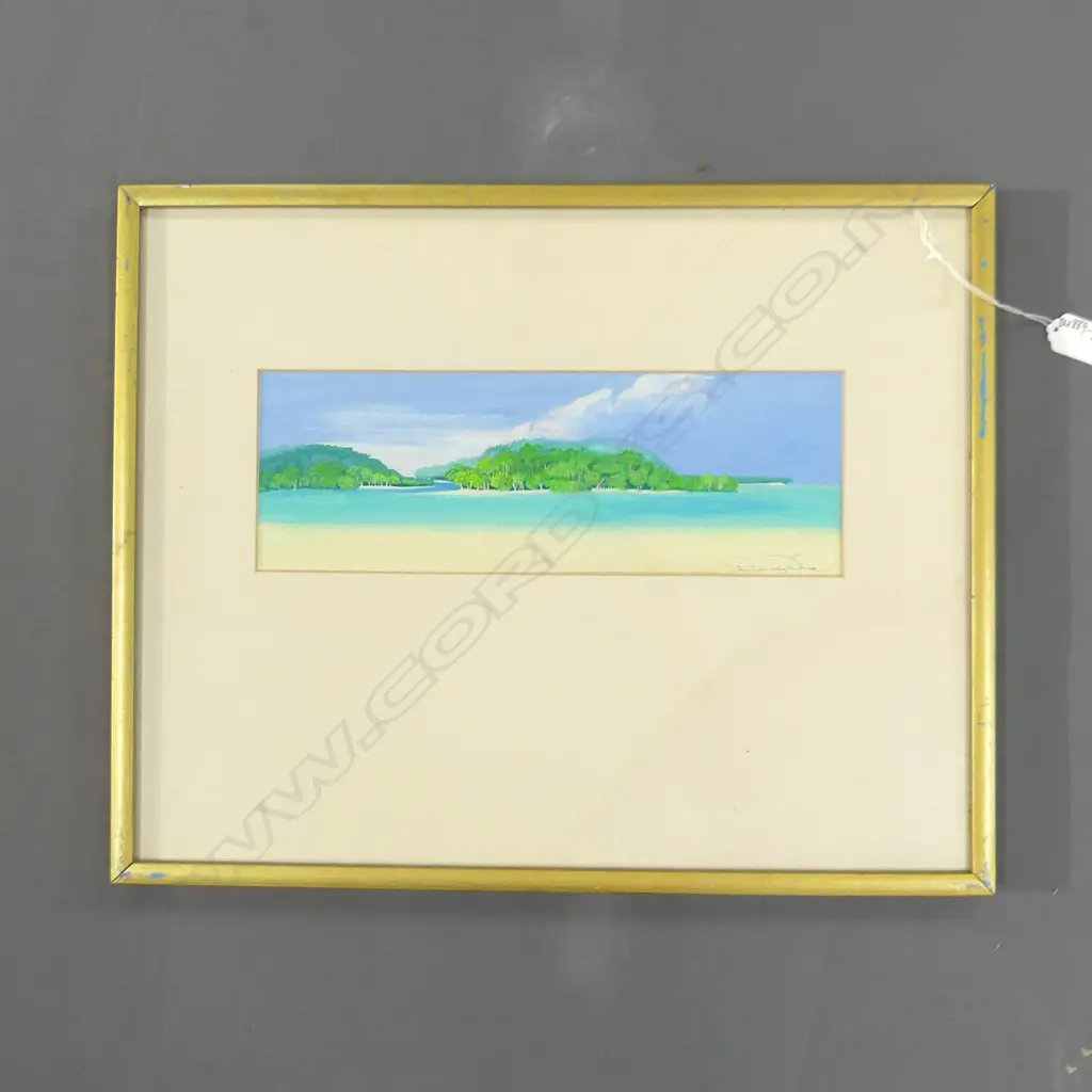 WENDY WHITE 'ISLAND SCENE VANUATU' ACRYLIC, 120 X 350mm Image 1++