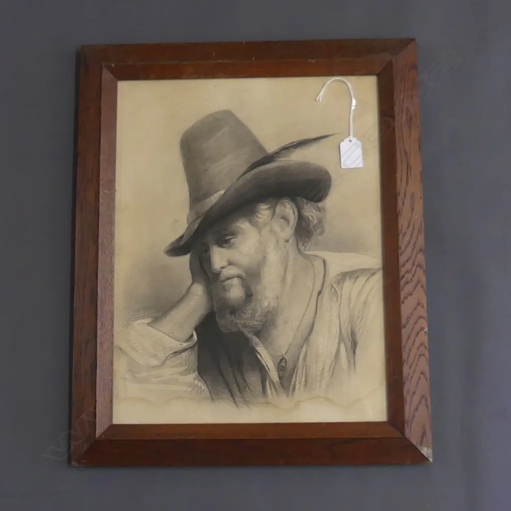 FRAMED PENCIL SKETCH PRINT, PORTRAIT...SIGNED  300 X 395MM Image 1++