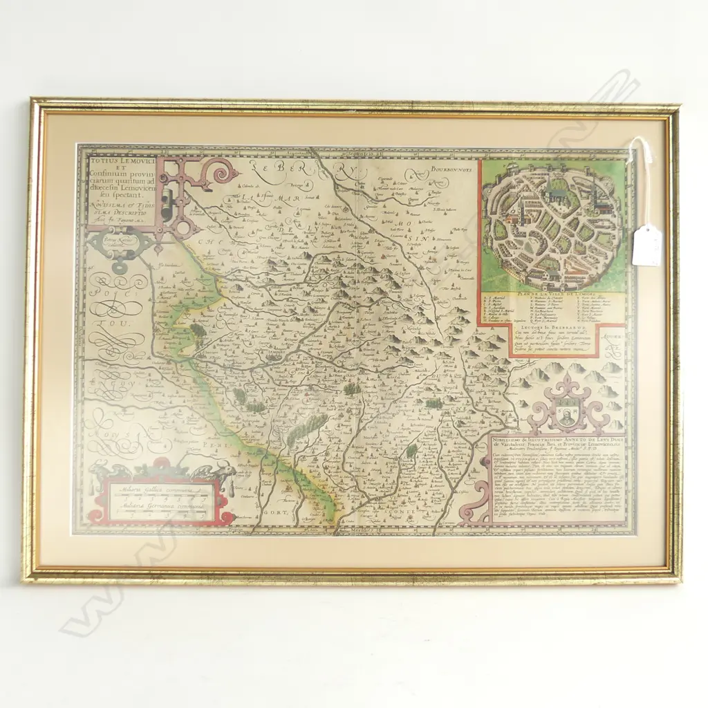 17thC MAP OF LIMOGE PROVINCE FRANCE BY PETER KEERE C1630 Image 1++