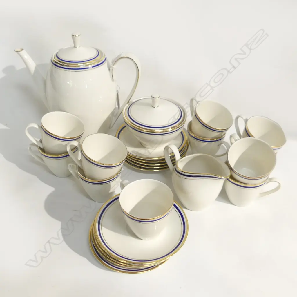 BOX LOT BAVARIAN COFFEE SET; WINTERLILY - 11 CUPS 10 SAUCERS, MILK, SUGAR, POT Image 1++