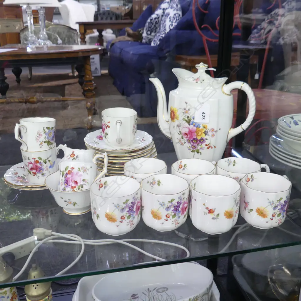 23 PCE CROWN DERBY COFFEE SET; 10 C/S, MILK, SUGAR & COFFEE POT Image 1++