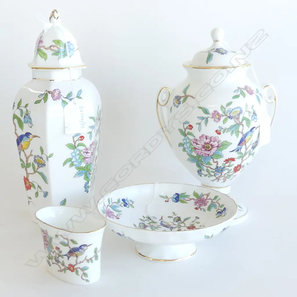 2 AYNSLEY LIDDED VASES + 2 DISHES H 260 MM Image 1++