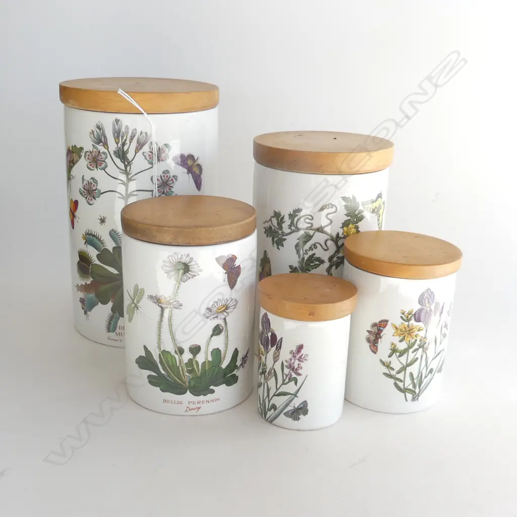 5 LIDDED PORTMEIRION GRADUATED CANISTERS H.210mm Image 1++
