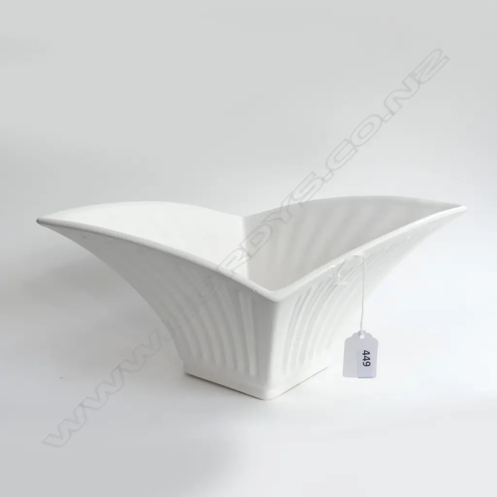 MOULDED FLARED WHITE VASE . " 2044 " UNDERNEATH . L  330mm Image 1++