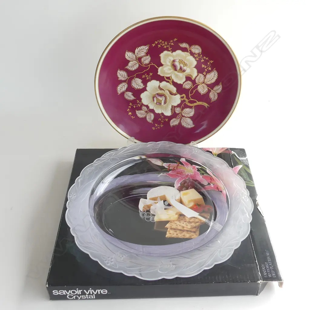 BOXED SAVOIR VIVRE CRYSTAL SERVING PLATTER AND ROSONTHAL SERVING PLATE D 330 MM Image 1++