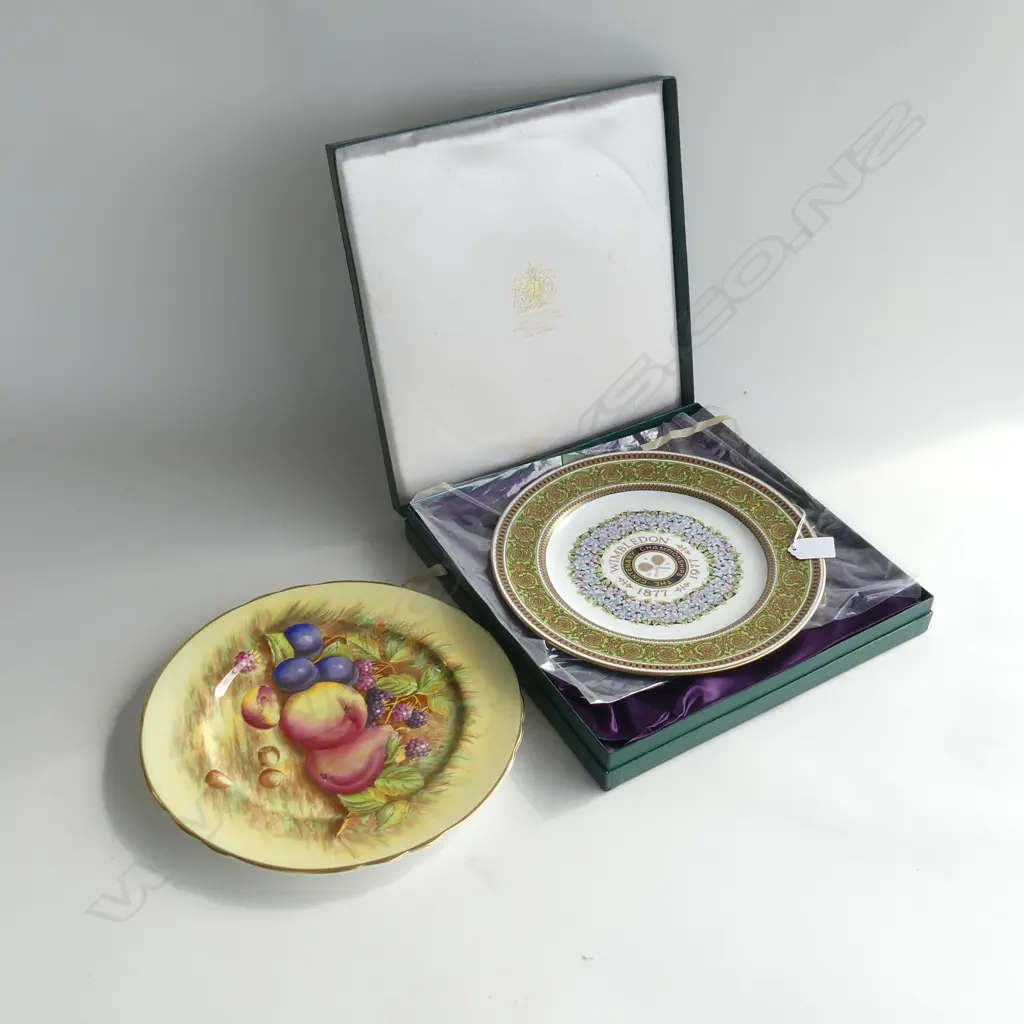 SPODE WIBLEDON CENTENARY PLATE +AYNSLEY H/PAINTED FRUIT PLATE D 260 MM Image 1++